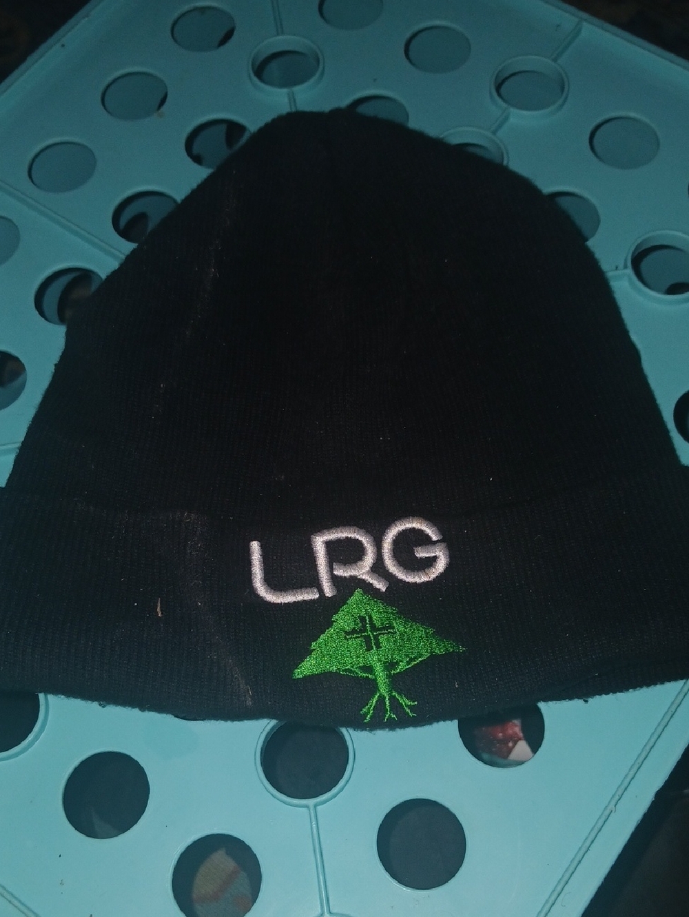 LRG Black Knit Beanie with Green Tree Logo